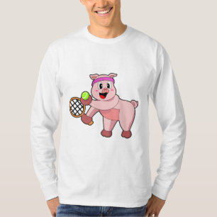 Tennis mit Tennisschläger T-Shirt