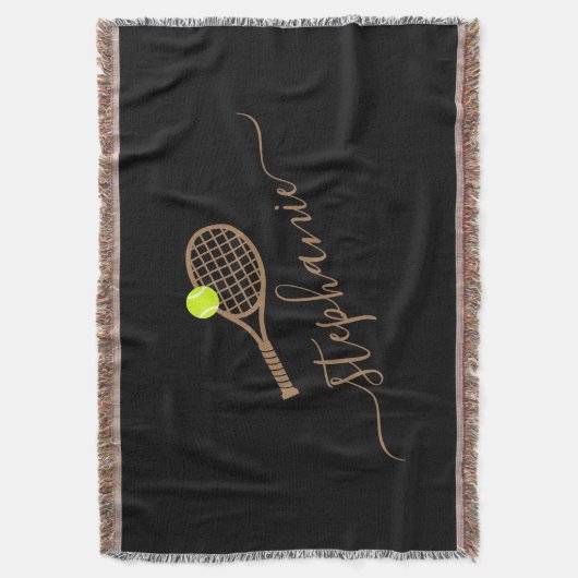 Tennis Monogram Personalisiert Name Decke (Vorderseite Vertikal)