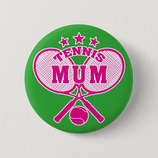 Tennis Mum, Crossed Tennis Rackets Button (Vorderseite)