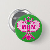 Tennis Mum, Crossed Tennis Rackets Button (Vorne & Hinten)