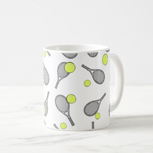 Tennis Nahtloses Muster - Racket und Ball Kaffeetasse (VorderseiteRechts)