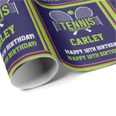Tennis Name Age Sentiment Geburtstag Geschenkpapier (Rolleneckpunkt)