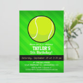 Tennis; Neon Green Stripes Einladung (Stehend Vorderseite)
