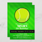 Tennis; Neon Green Stripes Einladung (Vorne/Hinten)