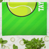 Tennis; Neon Green Stripes Geschirrtuch (Gefaltet)