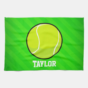 Tennis; Neon Green Stripes Geschirrtuch