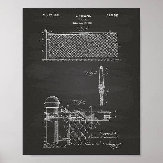Tennis Net 1934 Kunstkhalkboard Poster (Vorne)