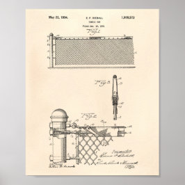 Tennis Net 1934 Patent Art Old Peper Poster