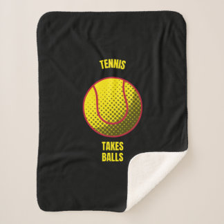 Tennis nimmt Bälle mit lustigen Tennisball-Sportar Sherpadecke