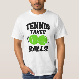 Tennis nimmt Bällen das Shirt der lustigen Männe