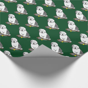 Tennis Old English Sheepdog (Grau 1) Hund Niedlich Geschenkpapier