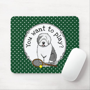 Tennis Old English Sheepdog (Grau 1) Hund Niedlich Mousepad