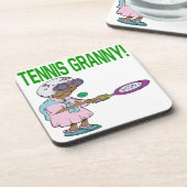 Tennis-Oma Getränkeuntersetzer (Linke Seite)