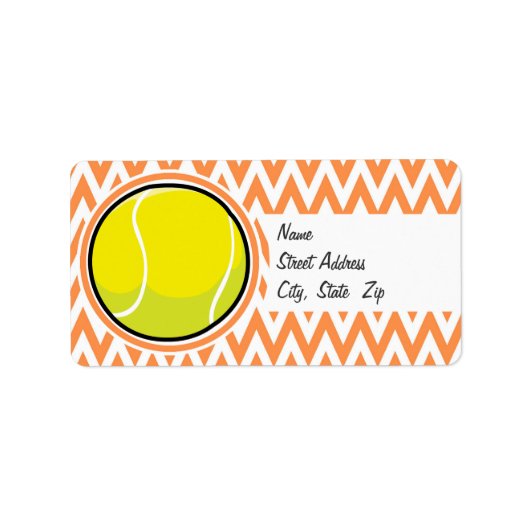 Tennis; Orange und Weiß Zickzack Adressaufkleber (Vorne)