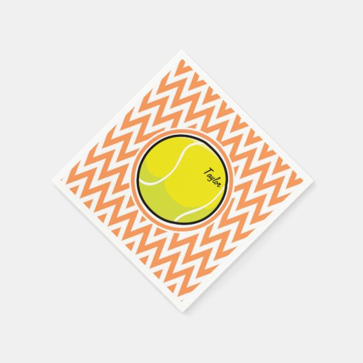 Tennis; Orange und Weiß Zickzack Serviette (Ecke)