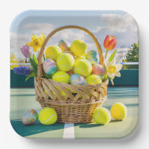 Tennis Ostern thematisch mit farbenfrohen Bällen u