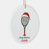 Tennis Paddle with Santa Hat Custom Christmas Keramik Ornament (Rechts)