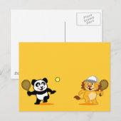 Tennis Panda & Lion Postkarte (Vorne/Hinten)