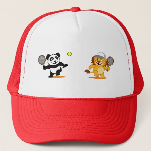 Tennis Panda & Lion Truckerkappe (Vorderseite)