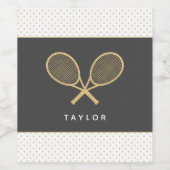 Tennis Party Chic Gold and Gray Custom Weinetikett (Einzelnes Label)