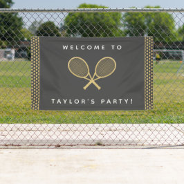 Tennis Party Chic Gold und Grau Custom Banner