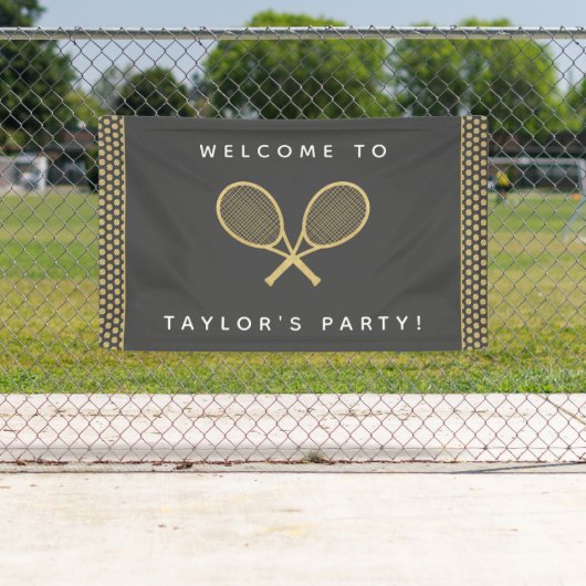 Tennis Party Chic Gold und Grau Custom Banner (Insitu)