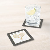 Tennis Party Chic Gold und Grau Custom Rechteckiger Pappuntersetzer (Vor Ort)