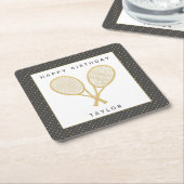 Tennis Party Chic Gold und Grau Custom Rechteckiger Pappuntersetzer (angewinkelt)