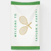 Tennis Party Chic Gold und Green Custom Banner (Vertikal)