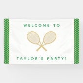 Tennis Party Chic Gold und Green Custom Banner (Horizontal)