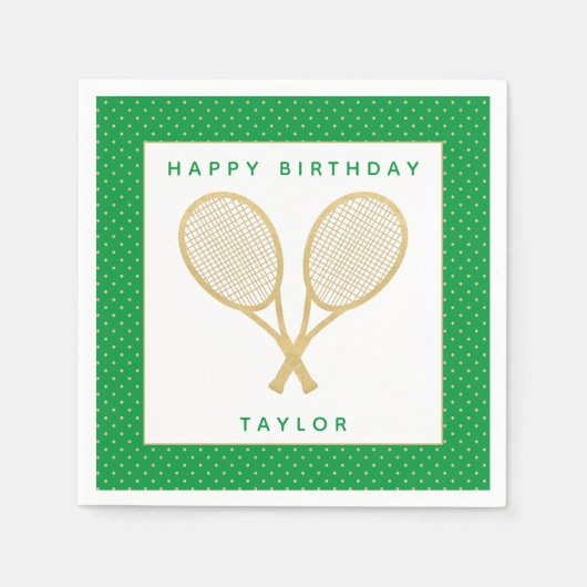 Tennis Party Chic Gold und Green Custom Serviette (Vorderseite)