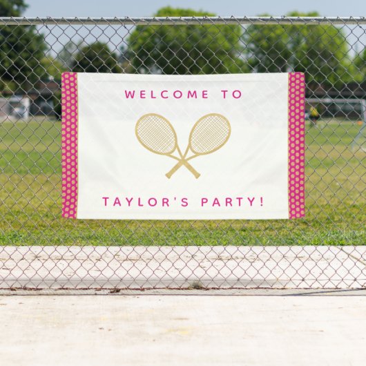 Tennis Party Chic Gold und Pink Custom Banner (Insitu)