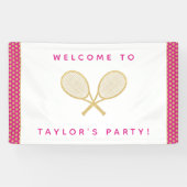 Tennis Party Chic Gold und Pink Custom Banner (Horizontal)