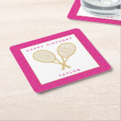 Tennis Party Chic Gold und Pink Custom Rechteckiger Pappuntersetzer (angewinkelt)