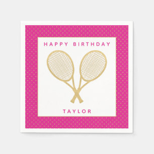 Tennis Party Chic Gold und Pink Custom Serviette