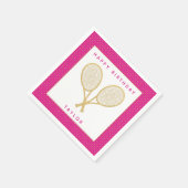 Tennis Party Chic Gold und Pink Custom Serviette (Ecke)