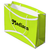 Tennis Party Custom Tennis Player Name oder Text Große Geschenktüte (Rückseite Schrägansicht)