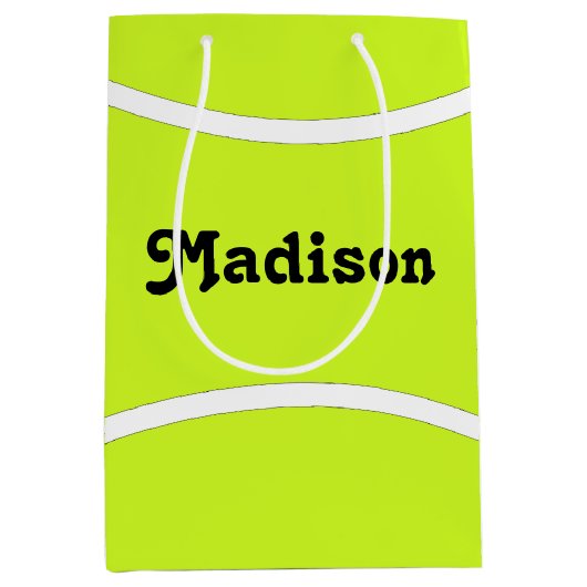 Tennis Party Custom Tennis Player Name oder Text Mittlere Geschenktüte (Vorderseite)