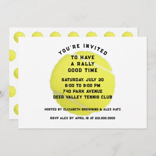 Tennis-Party Einladung (Vorne/Hinten)