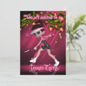 Tennis-Party Einladung (Stehend Vorderseite)