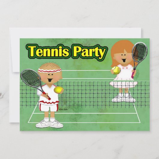 Tennis-Party Einladung (Vorderseite)