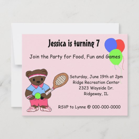 Tennis-Party Einladung (Vorderseite)