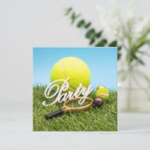 Tennis-Party Einladung-Schläger und Tennisball Karte (Stehend Vorderseite)
