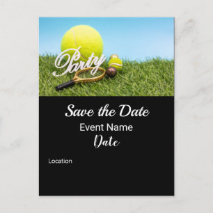 Tennis-Party Einladung-Schläger und Tennisball Postkarte