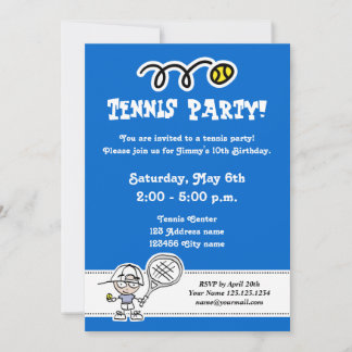 Tennis-Party Einladungen zum Geburtstag eines Jung