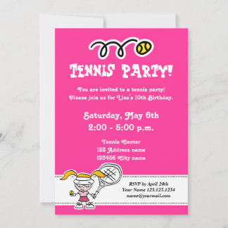 Tennis-Party Einladungen zum Geburtstag von Mädche