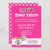 Tennis-Party Einladungen zum Geburtstag von Mädche (Vorne/Hinten)
