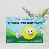 Tennis-Party-Kindergeburtstag laden ein Einladung (Stehend Vorderseite)