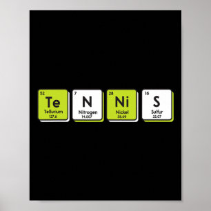 Tennis Periodische Tischelemente Sport Funny Playe Poster
