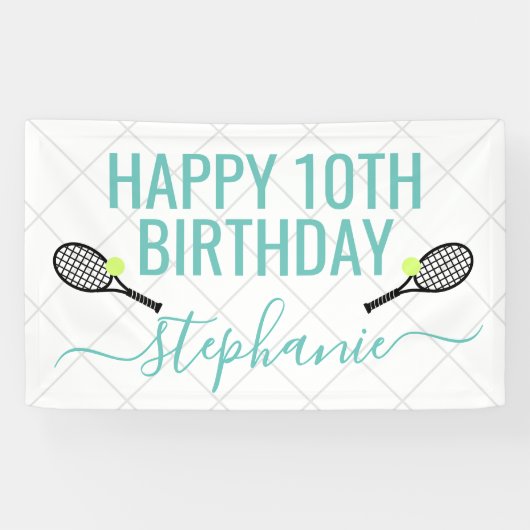 Tennis Personalisiert Name Geburtstagsparty Banner (Horizontal)